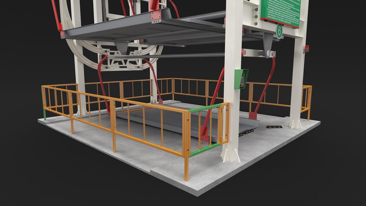 3D Car Parking 12 Place Rotary Lift System Rigged