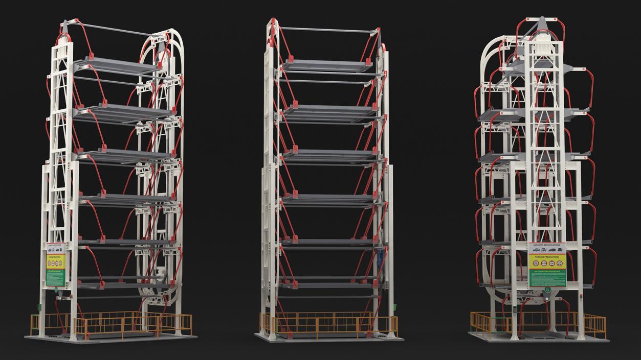 3D Car Parking 12 Place Rotary Lift System Rigged