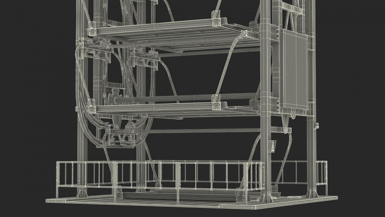 3D Car Parking 12 Place Rotary Lift System Rigged