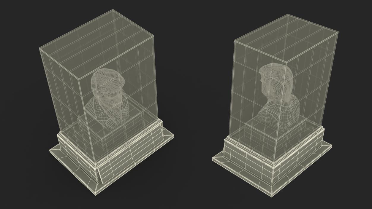 3D model Plaster Bust of Trump behind Protective Glass