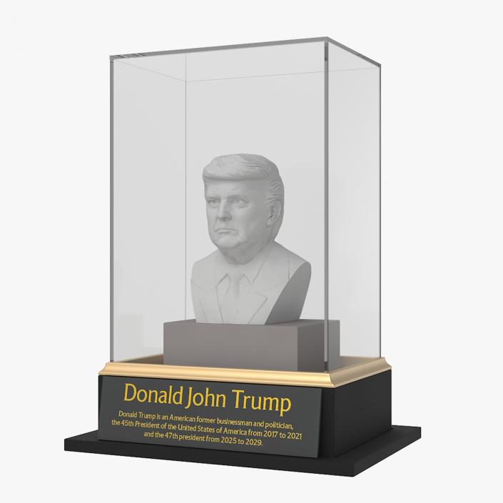 3D model Plaster Bust of Trump behind Protective Glass