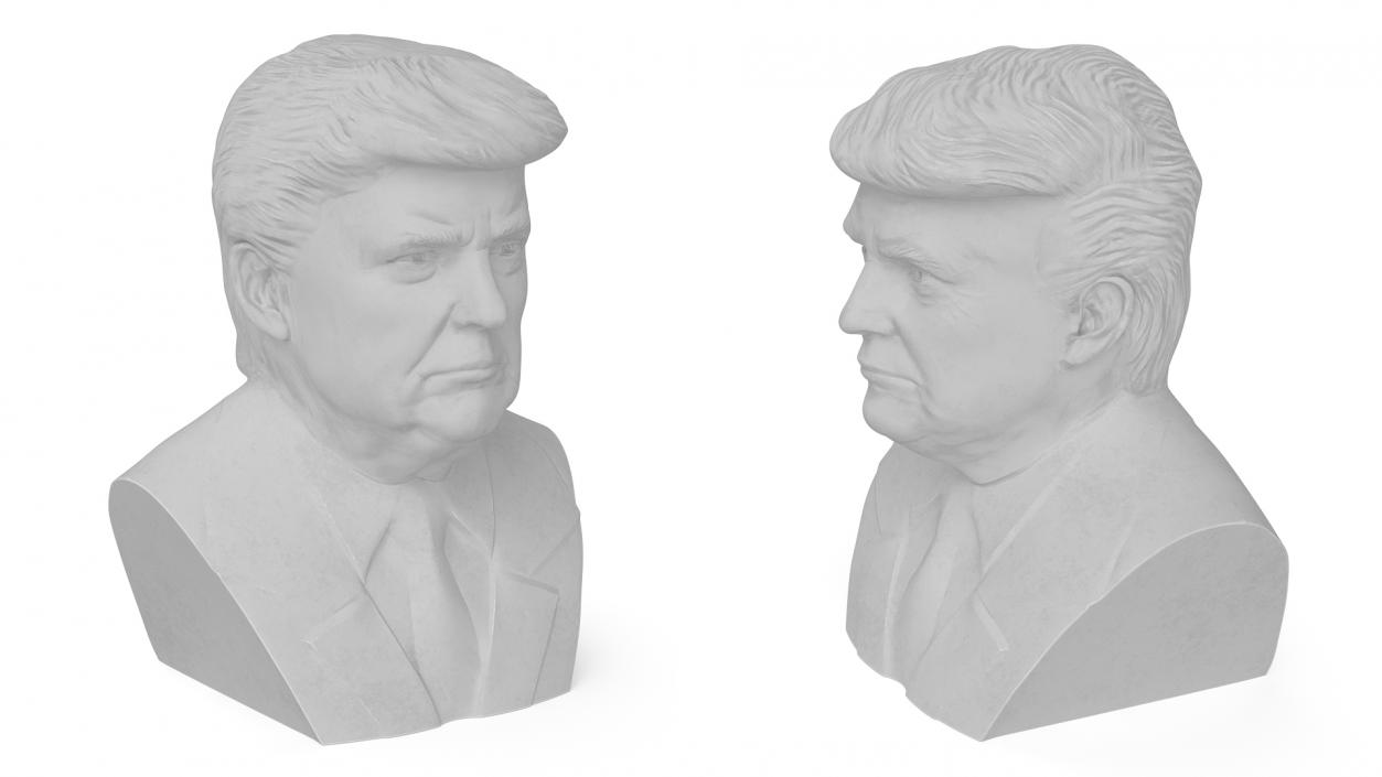 3D model Plaster Bust of Trump behind Protective Glass