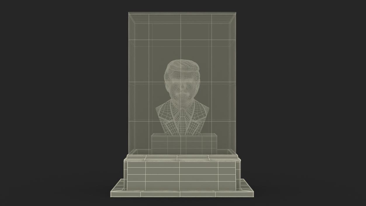 3D model Plaster Bust of Trump behind Protective Glass