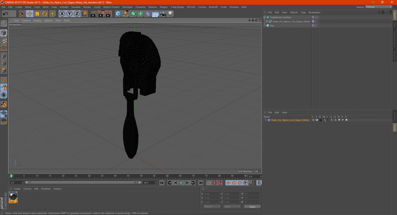 Slider for Nylon Coil Zipper Metal 3D model