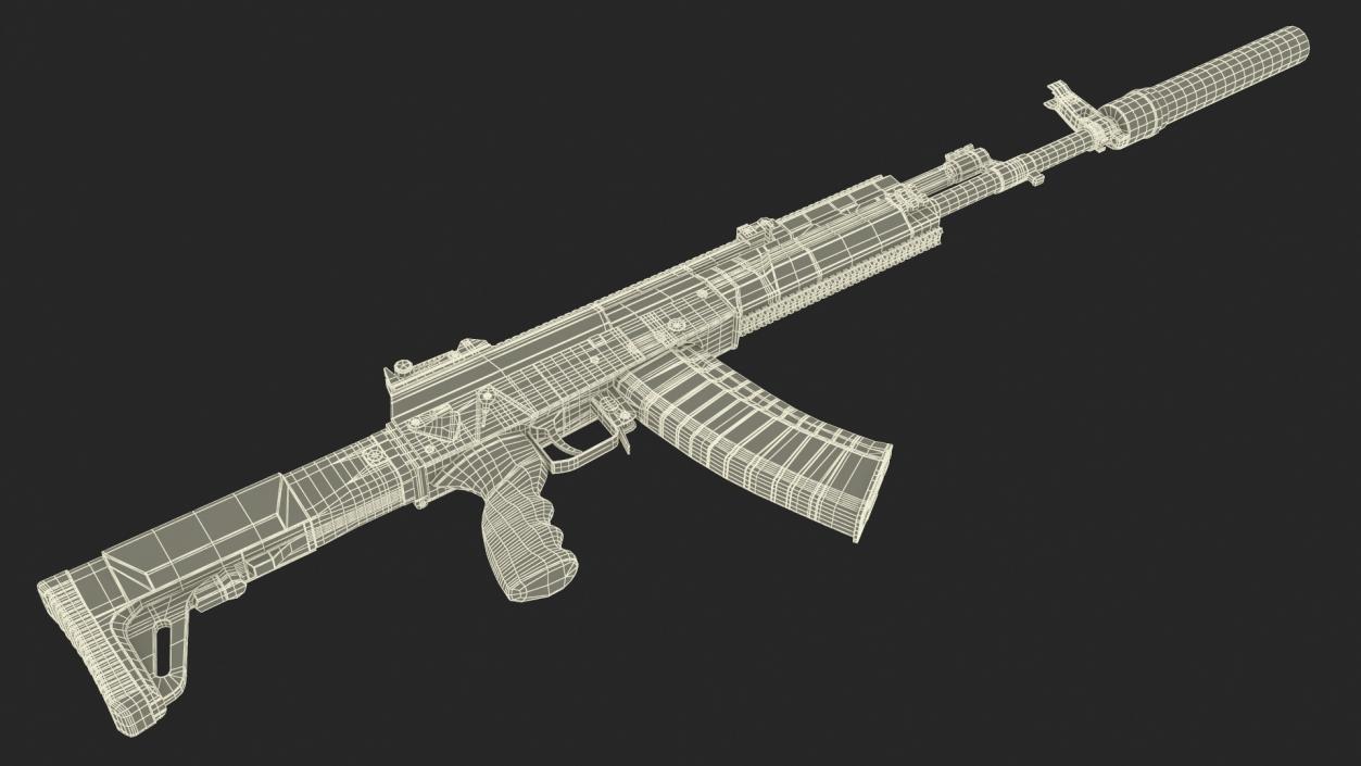 Assault Rifle AK-12 2011 with Suppressor New 3D model