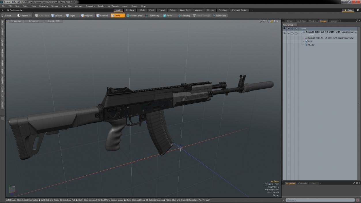 Assault Rifle AK-12 2011 with Suppressor New 3D model