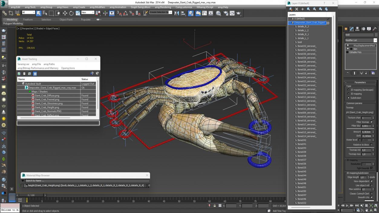 Deepwater Giant Crab Rigged 3D