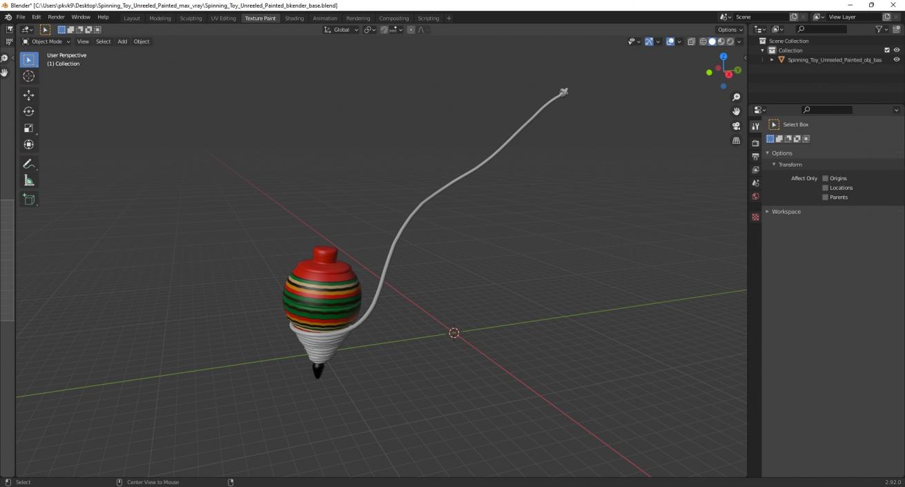 Spinning Toy Unreeled Painted 3D model