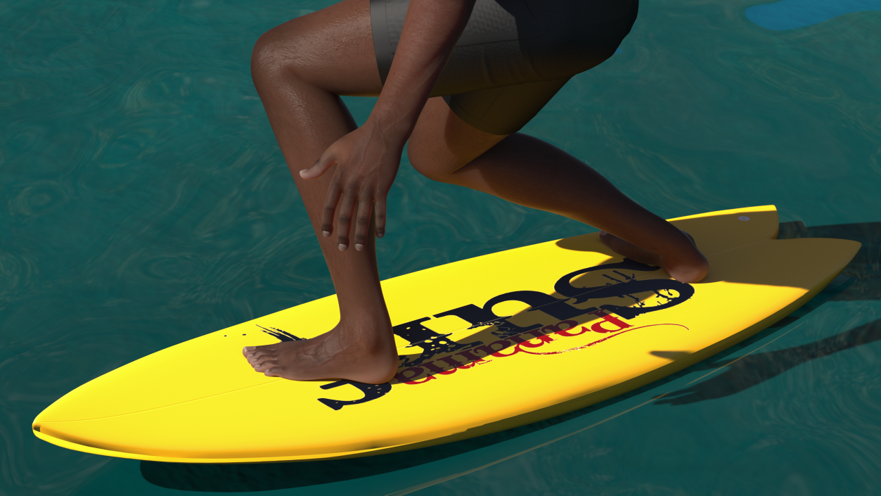 Black Man On Surfboard 3D