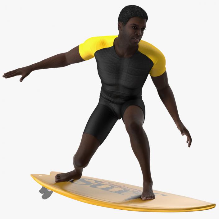 Black Man On Surfboard 3D