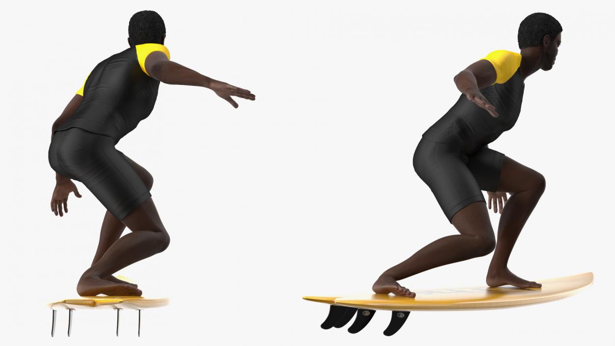 Black Man On Surfboard 3D