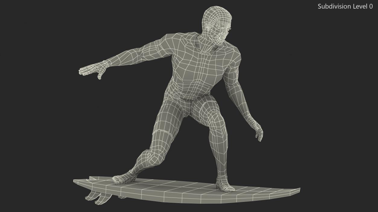 Black Man On Surfboard 3D