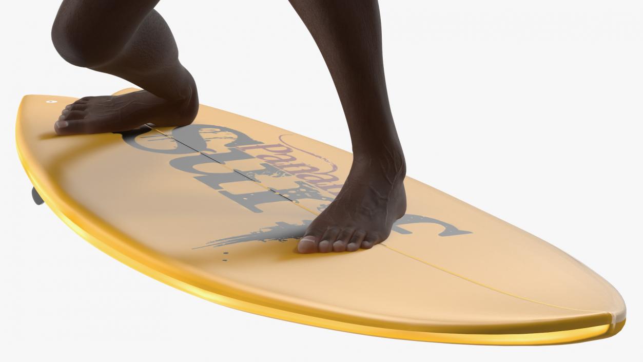 Black Man On Surfboard 3D