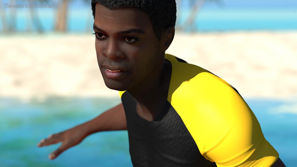 Black Man On Surfboard 3D