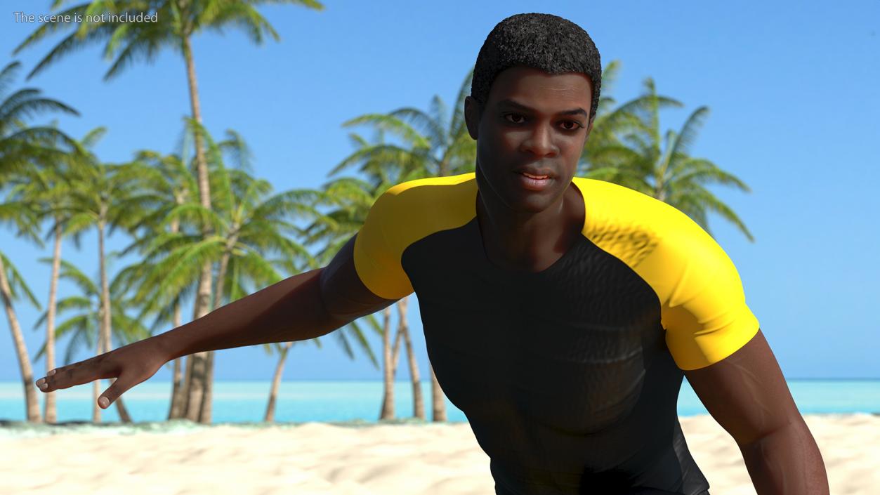 Black Man On Surfboard 3D