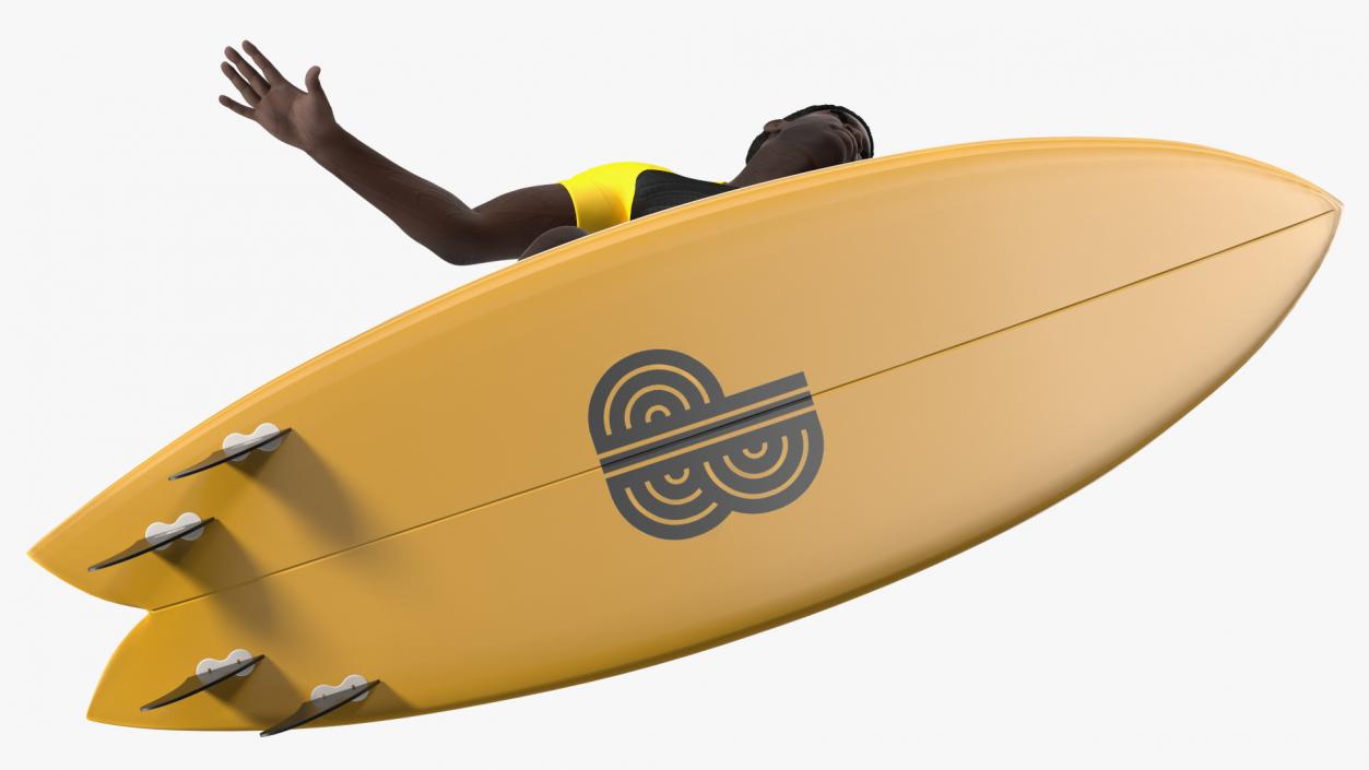 Black Man On Surfboard 3D