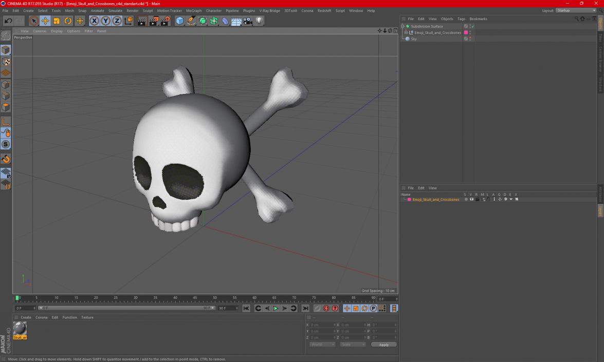 3D Emoji Skull and Crossbones 2 model