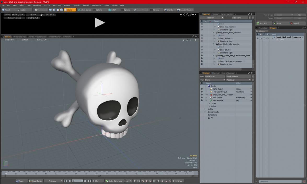 3D Emoji Skull and Crossbones 2 model