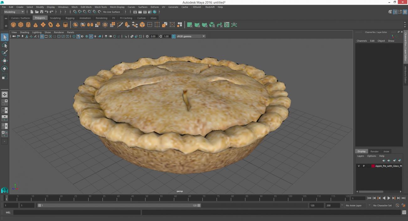 3D Apple Pie with Glass Plate