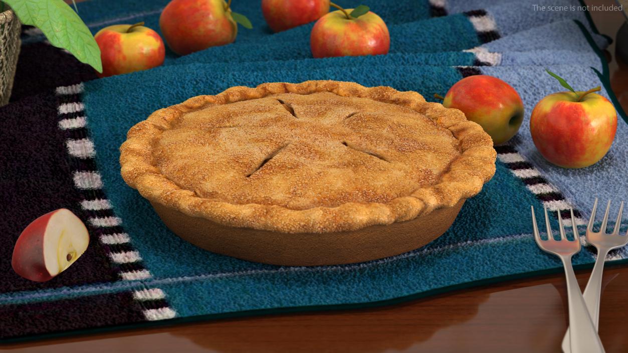 3D Apple Pie with Glass Plate