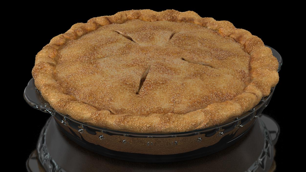 3D Apple Pie with Glass Plate