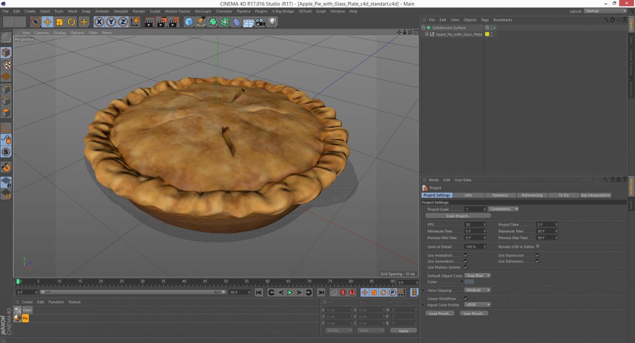 3D Apple Pie with Glass Plate