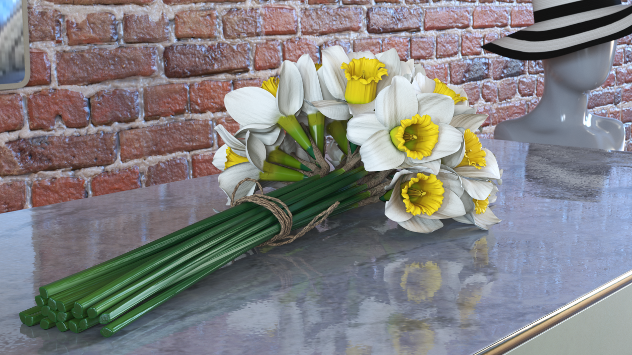 3D White Jonquil Bouquet