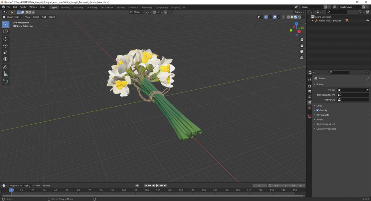 3D White Jonquil Bouquet