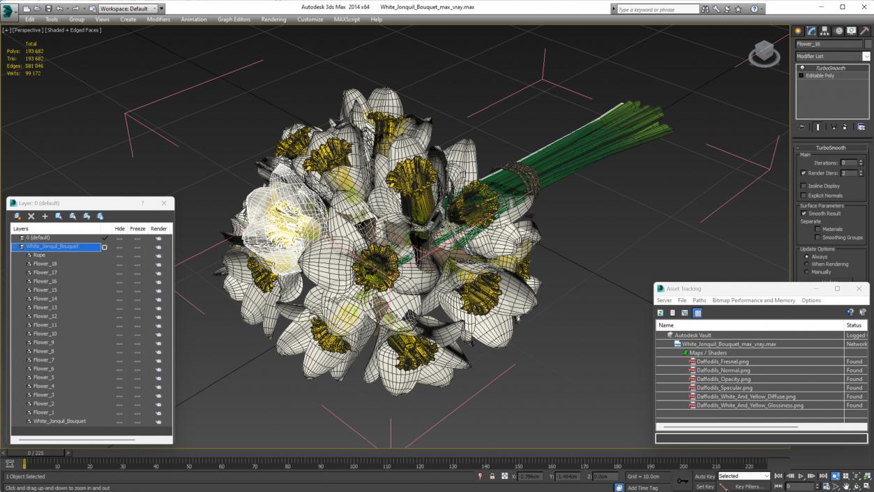 3D White Jonquil Bouquet