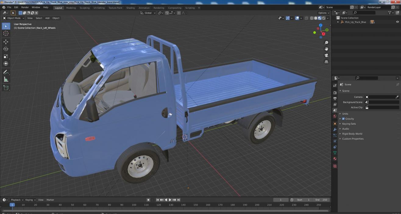 3D Pick Up Truck Blue model