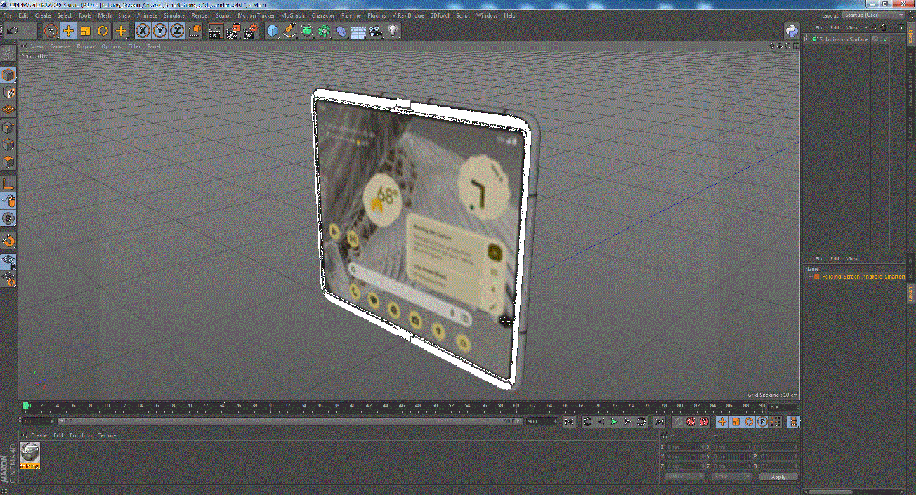 3D Folding Screen Android Smartphone model