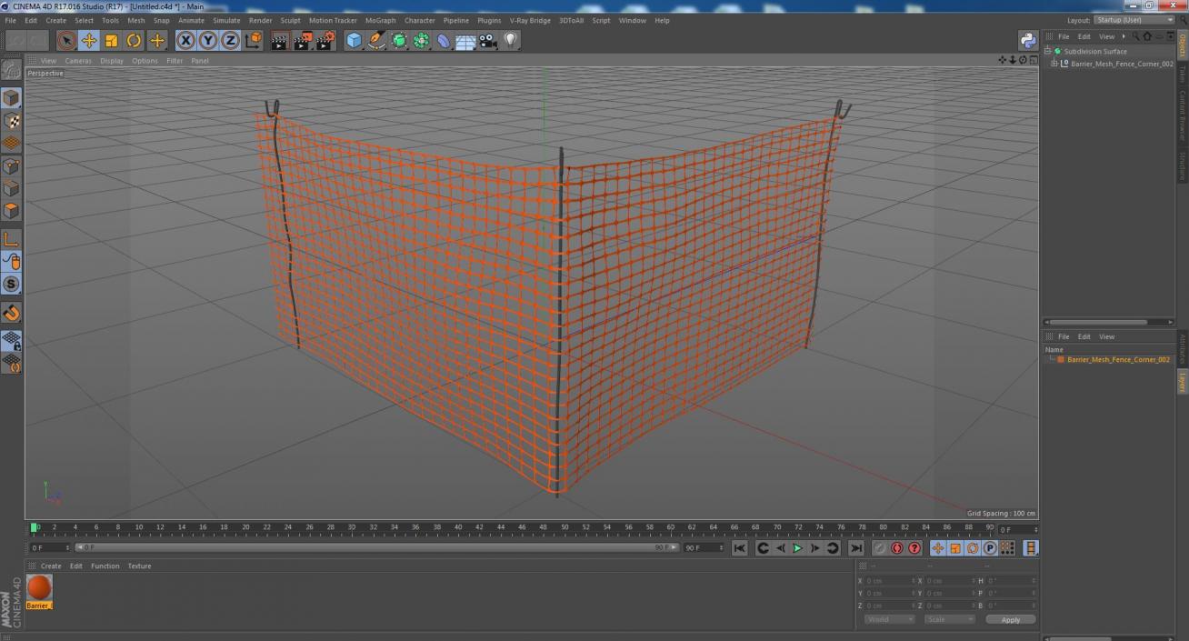 3D model Barrier Mesh Fence Corner