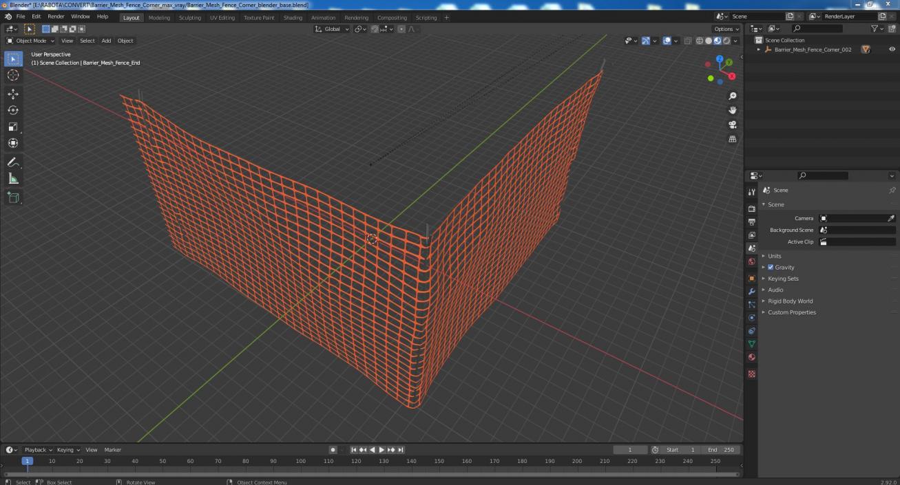 3D model Barrier Mesh Fence Corner