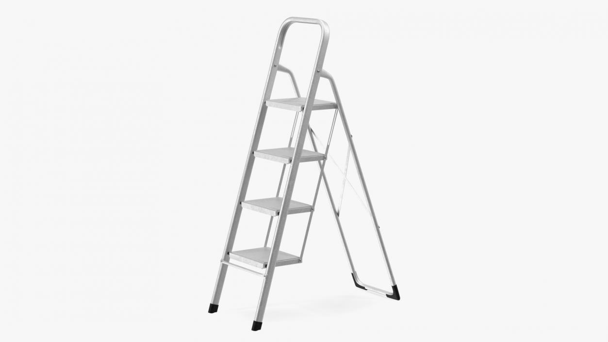 3D 4 Step Folding Aluminium Household Ladder Rigged model