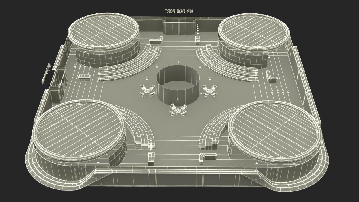 Air Taxi Port 4 Landing Zones 3D model