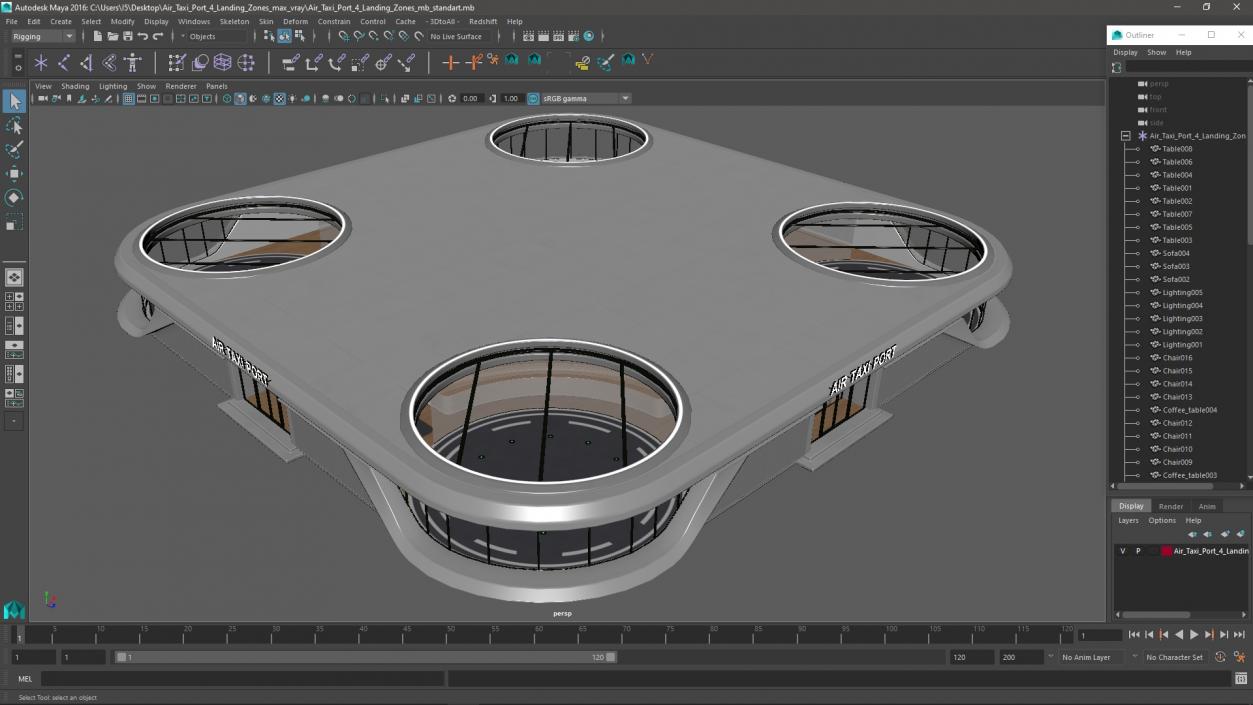 Air Taxi Port 4 Landing Zones 3D model