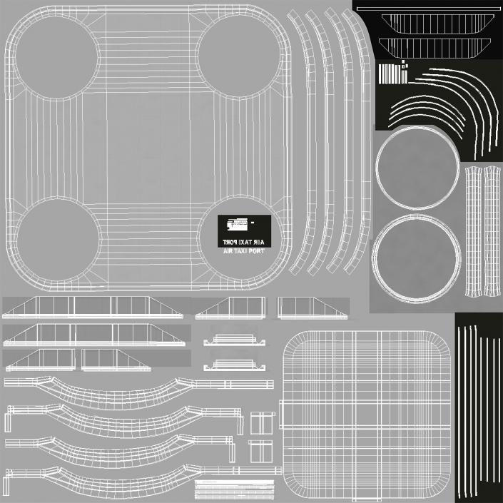Air Taxi Port 4 Landing Zones 3D model