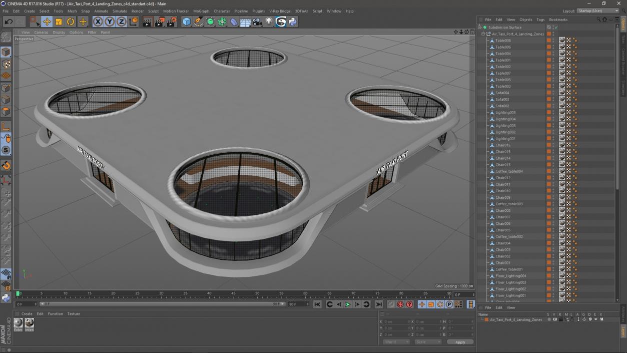 Air Taxi Port 4 Landing Zones 3D model