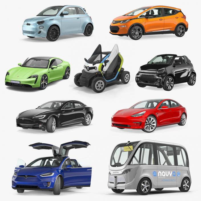 3D Rigged Electric Cars Collection 3 model