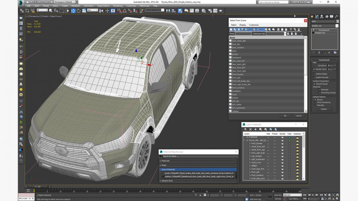 3D Toyota Hilux 2022 Simple Interior(1)