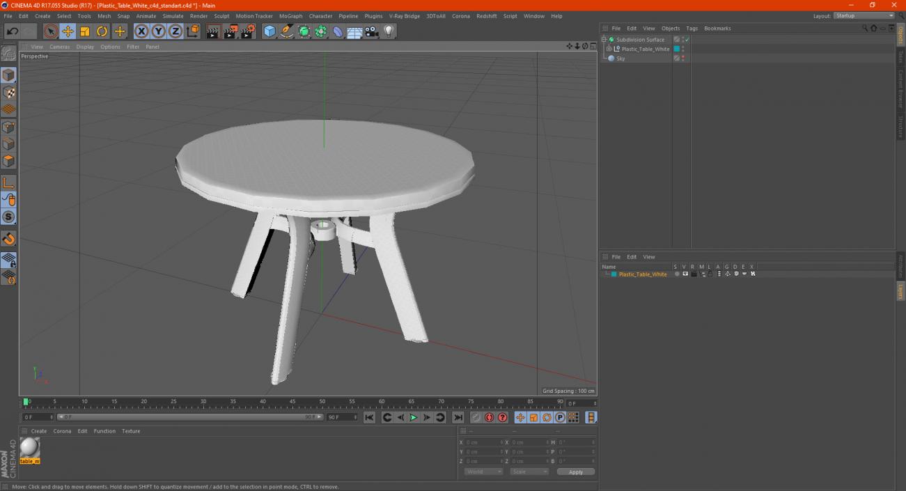 Plastic Table White 3D model