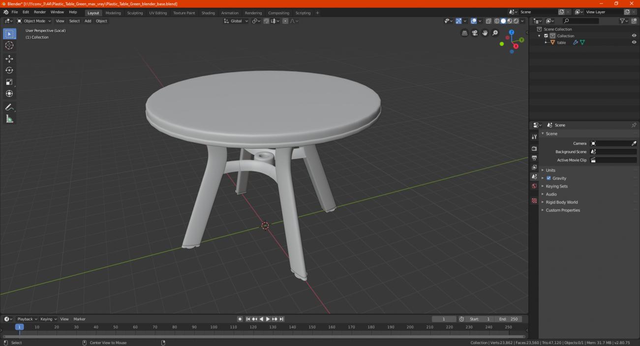 Plastic Table White 3D model