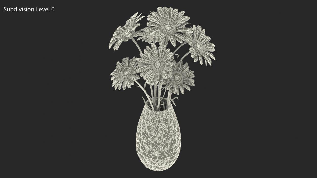 3D Bouquet of Chamomile Flowers in Vase