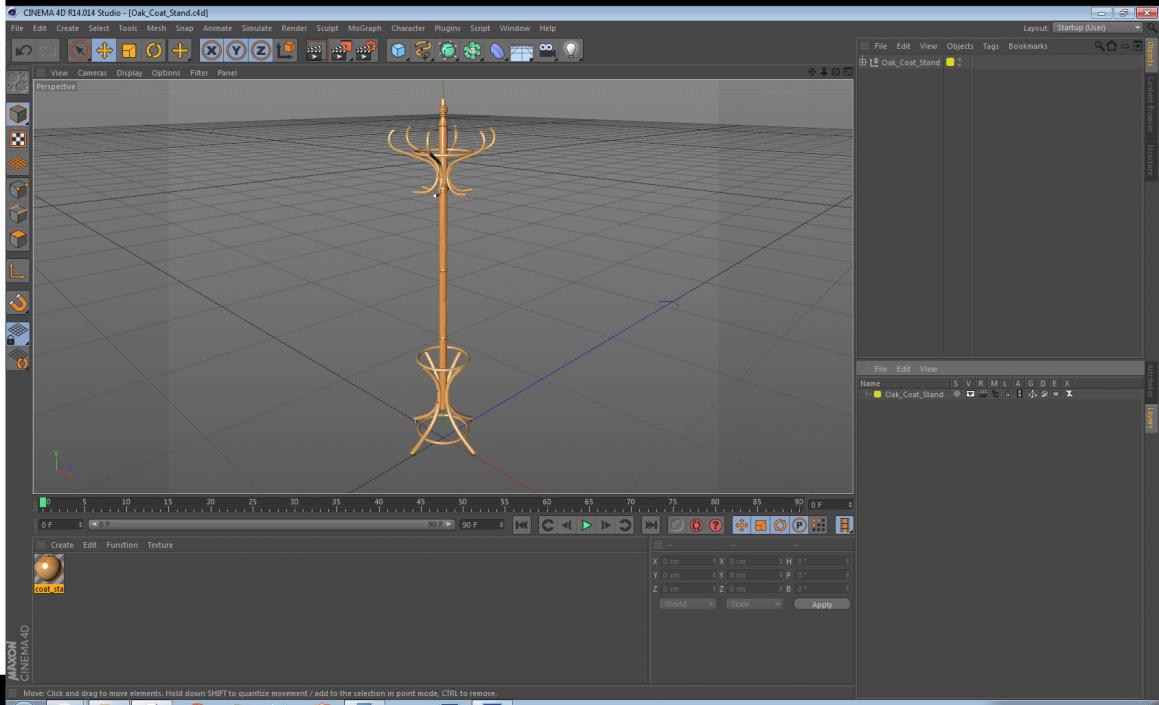 Oak Coat Stand 3D model