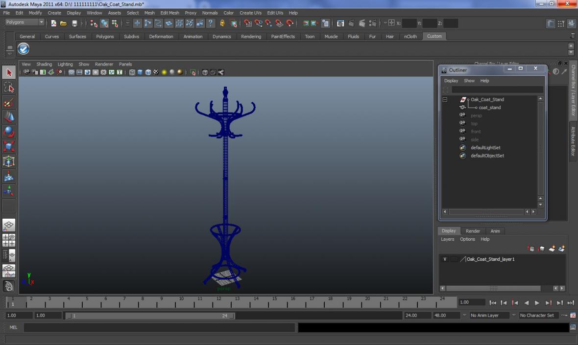 Oak Coat Stand 3D model