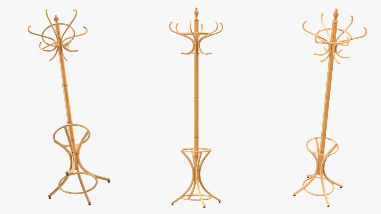 Oak Coat Stand 3D model