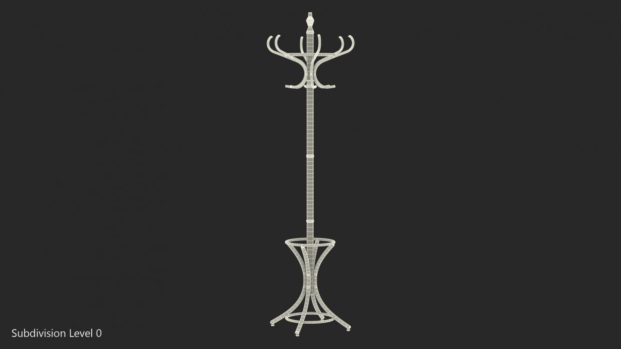 Oak Coat Stand 3D model