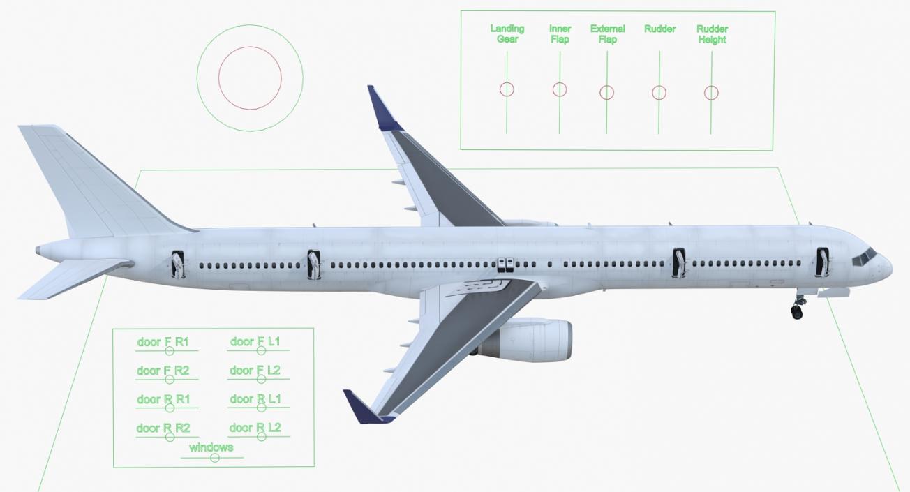 3D model Boeing 757-300 Generic with Cabin Rigged