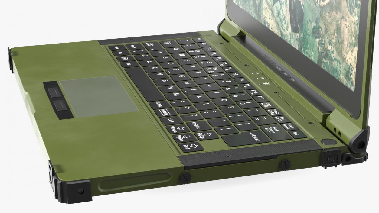 3D Soldier Holding Rugged Laptop Mildef RS13