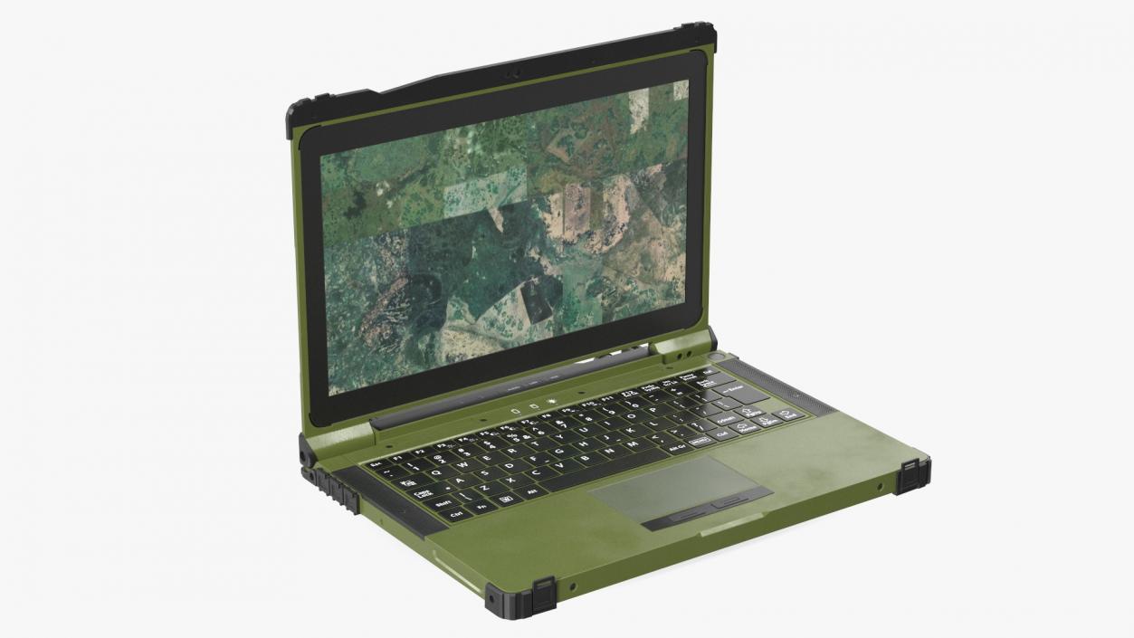 3D Soldier Holding Rugged Laptop Mildef RS13